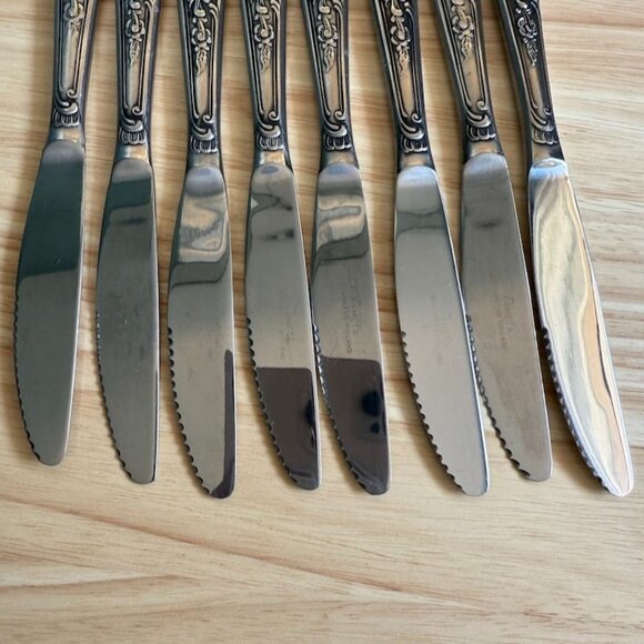 Amefa Holland AFS1 Stainless Flatware KNIVES 8 Satin Scroll Leaf 8 3/8 - Picture 6 of 9